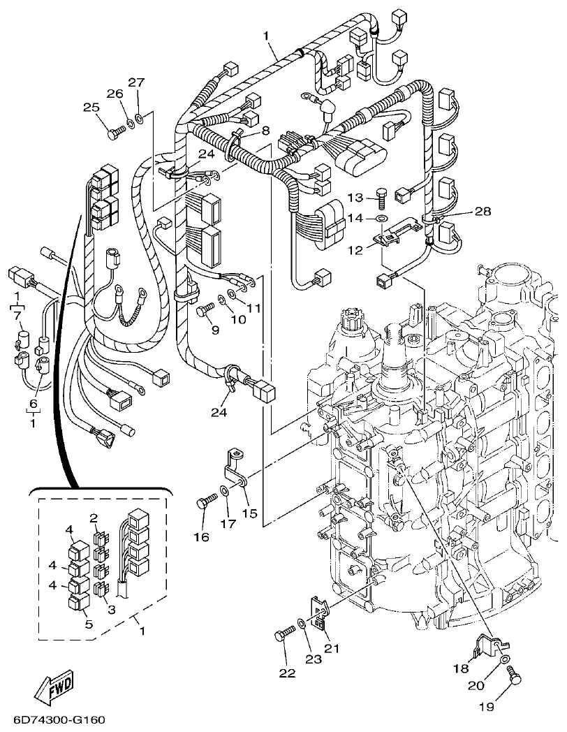 Yamaha F80BET, F100DET ELECTRICAL 3 parts diagram